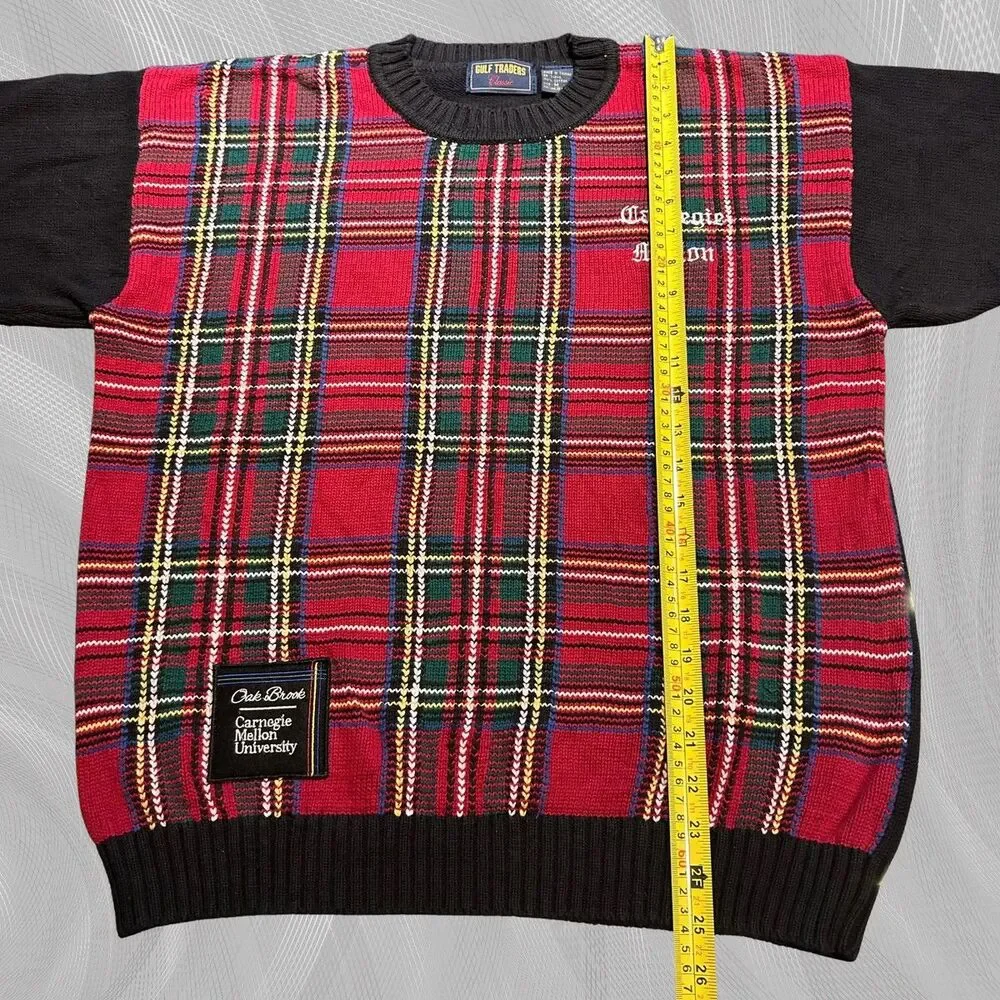 Oak Brook x Carnegie Mellon University Upcycled Tartan Plaid Sweater Size Medium